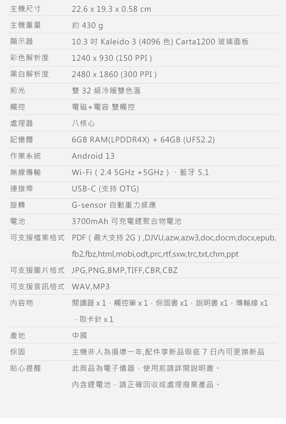 可支援檔案格式 PDF最大支持2G,DJVU,azw,azw3,doc,docm,docx,epub,