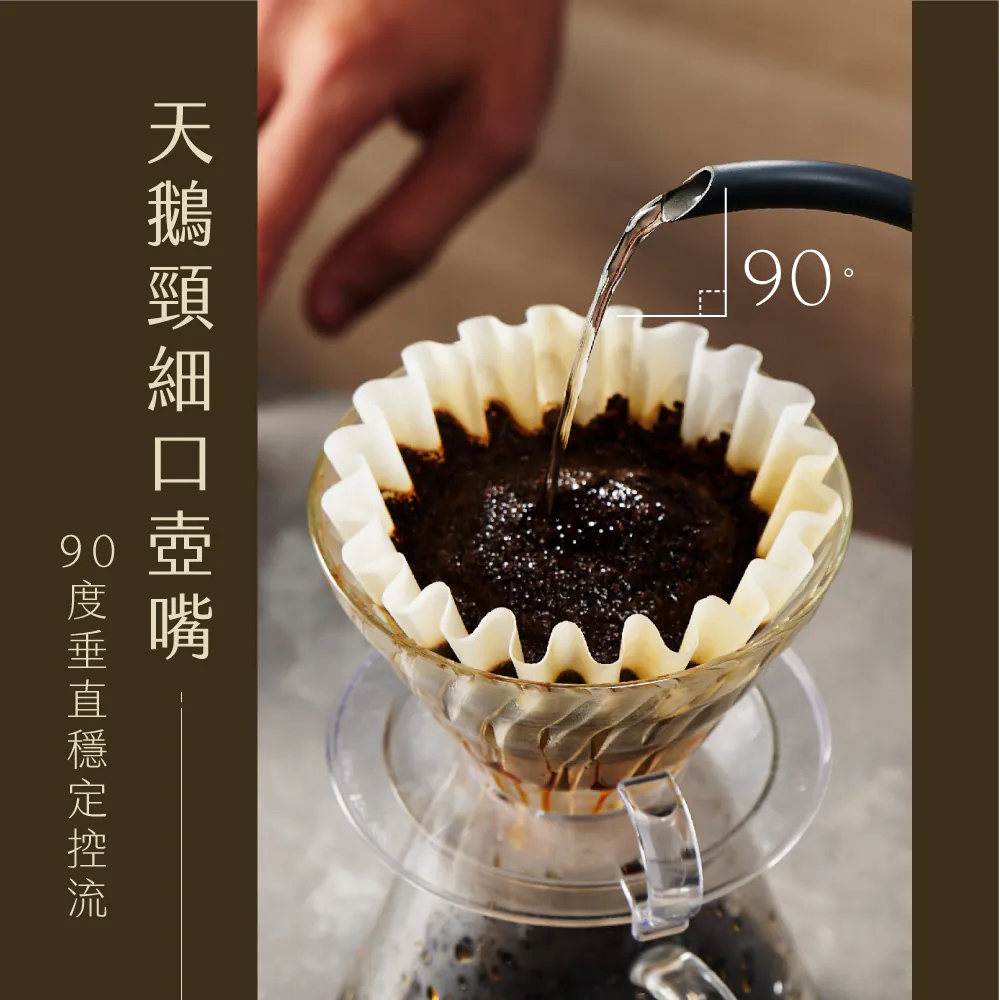 天鵝頸細口壺嘴 90度垂直穩定控流