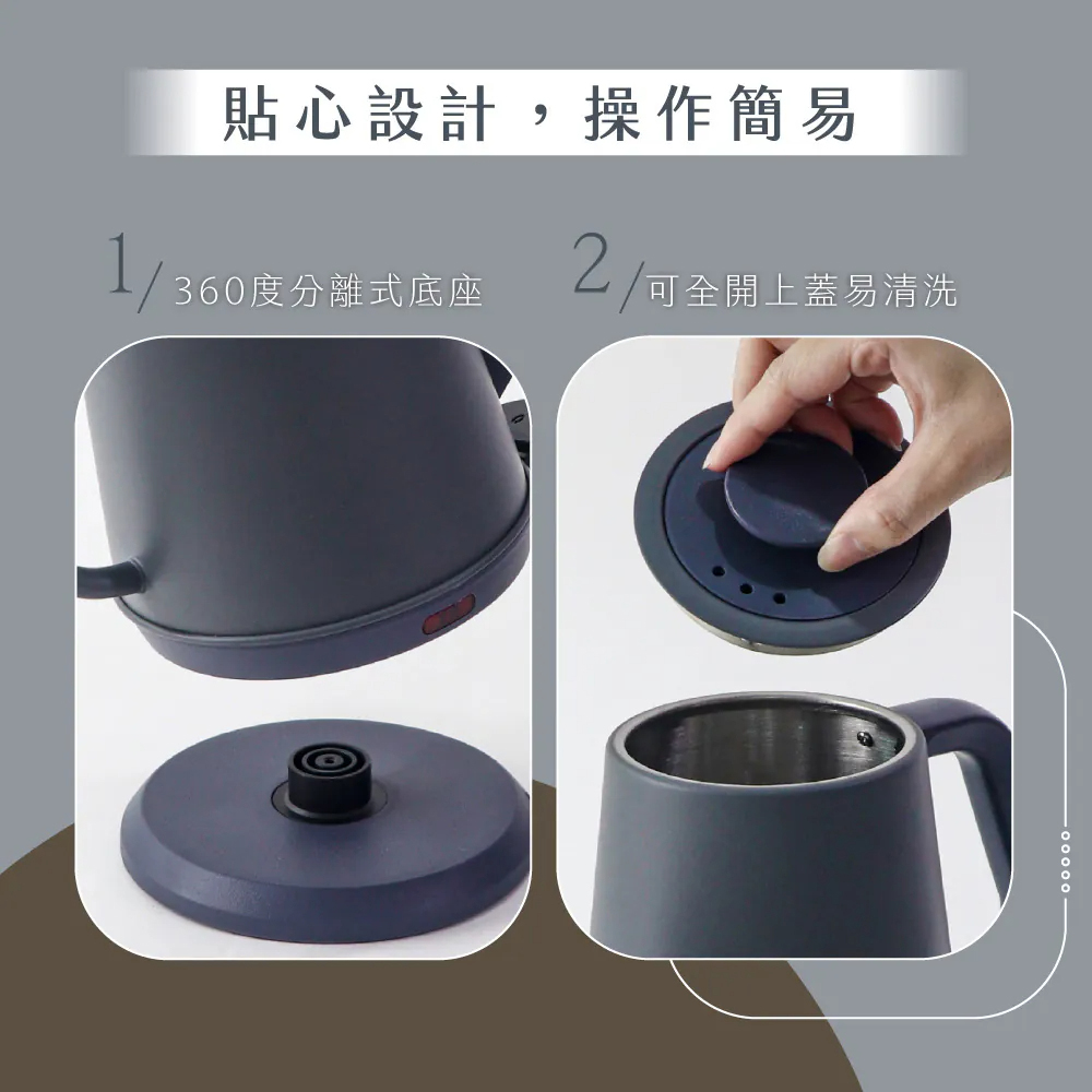 貼心設計,操作簡易 360度分離式底座 2 可全開上蓋易清洗
