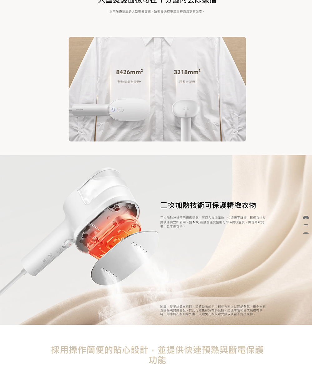 燙後能夠立即著用雙 NTC 智慧型溫度控制可即時調校溫度,實現高效熨