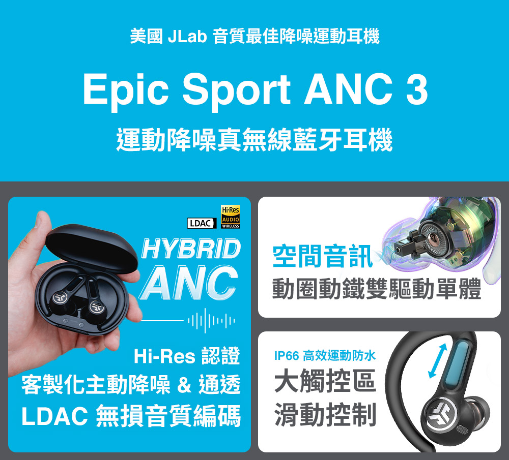 美國 JLab 音質最佳降噪運動耳機