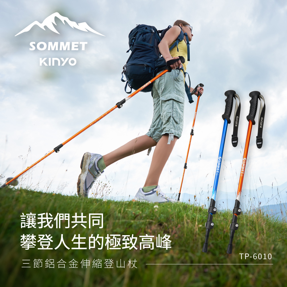 讓我們共同 攀登人生的極致高峰 三節鋁合金伸縮登山杖 