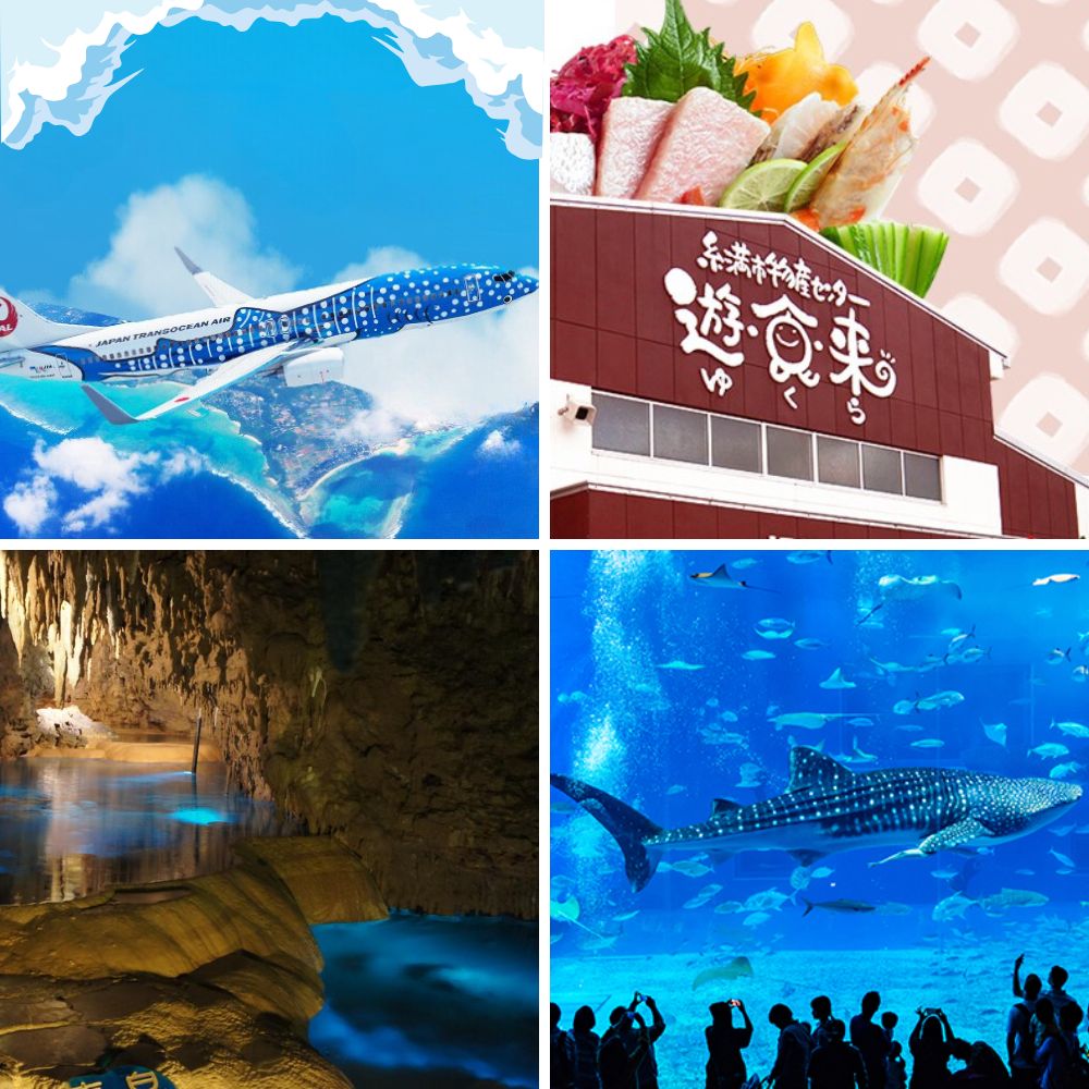 連休GO沖繩4日 日航越洋航空鯨鯊彩繪機、恩納玻璃工房、王國