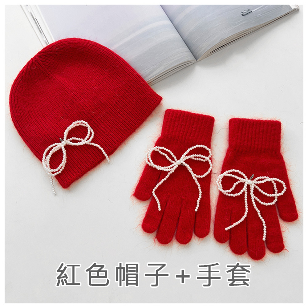 紅色帽子手套 