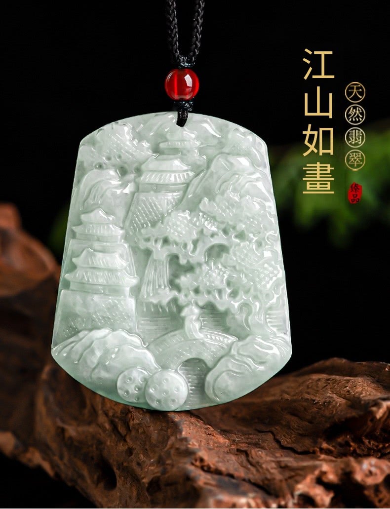 天然翡翠 作品 江山如畫 