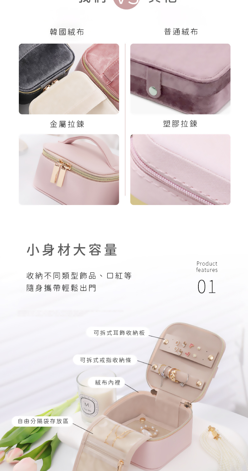 收納不同類型飾品、口紅等