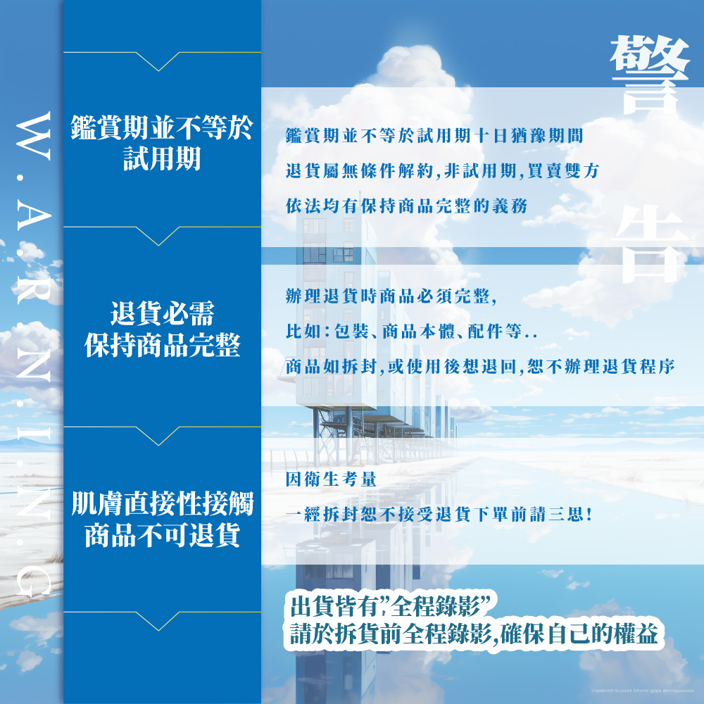 商品如拆封,或使用後想退回,恕不辦理退貨程序