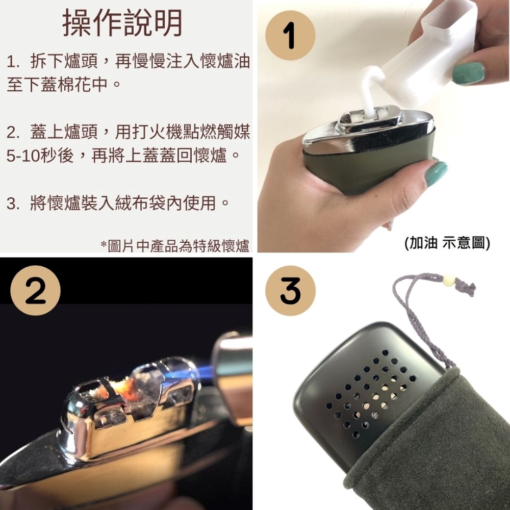 1.拆下爐頭,再慢慢注入懷爐油