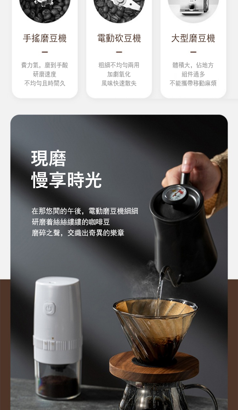 在那悠閒的午後,電動磨豆機細細