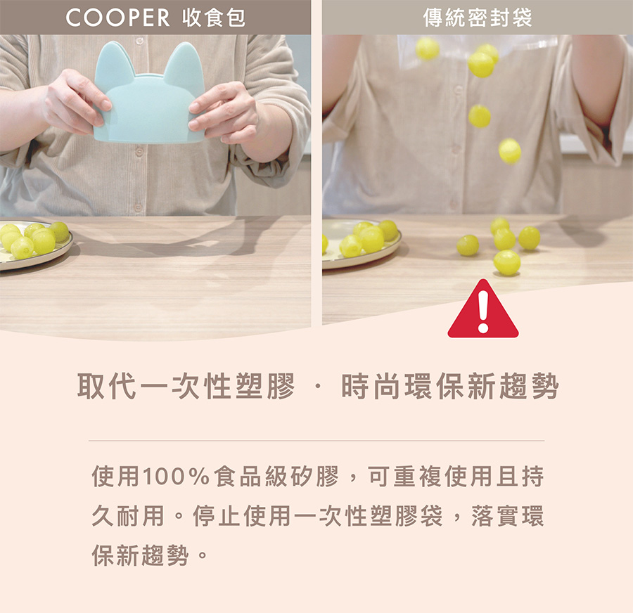 使用100%食品級矽膠,可重複使用且持