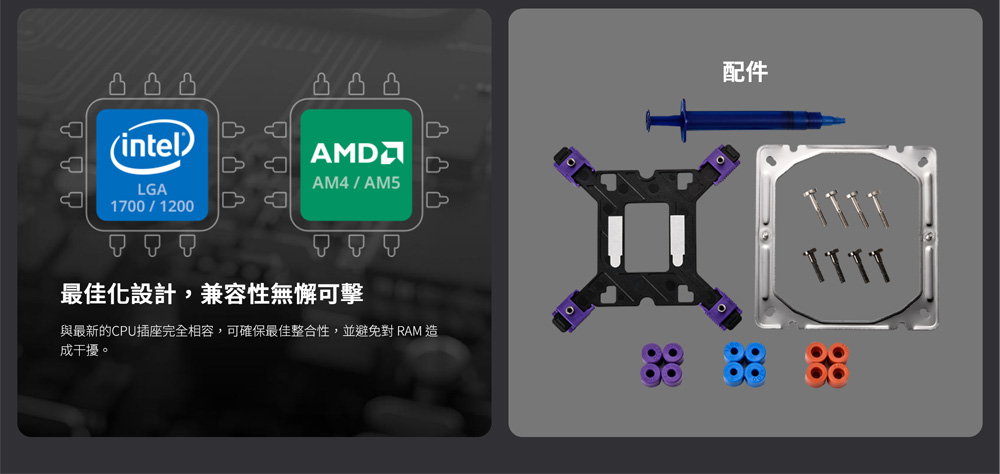 與最新的CPU插座完全相容,可確保最佳整合性,並避免對 RAM 造