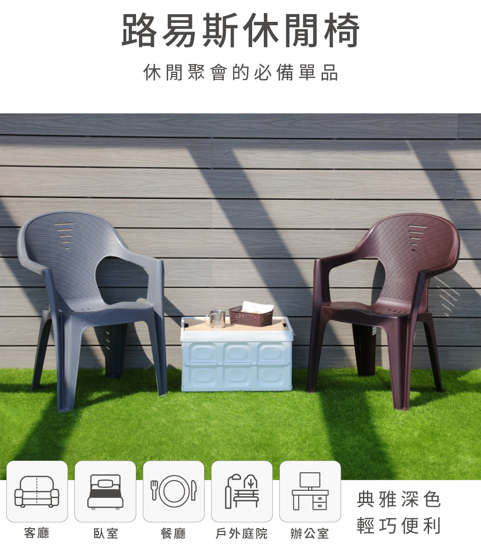 KEYWAY 聯府 路易斯休閒椅-4入(塑膠椅 扶手椅 MI