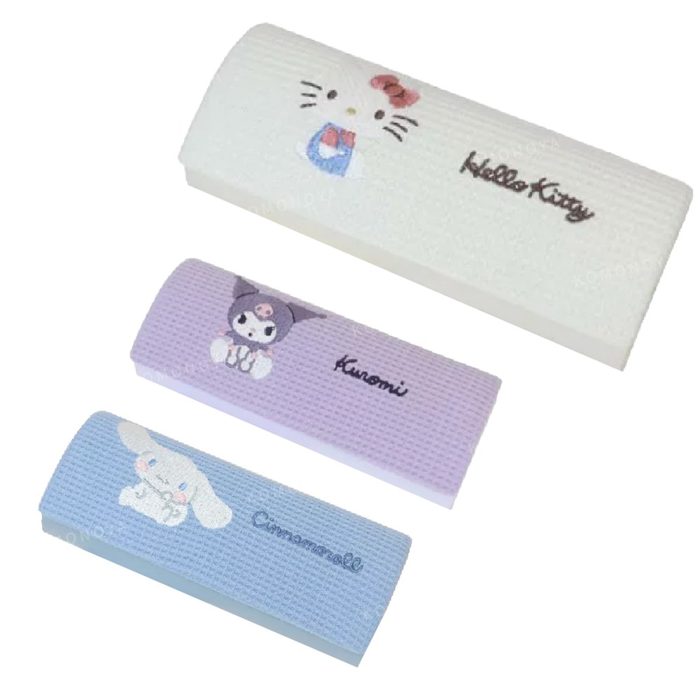 小禮堂 Sanrio 三麗鷗 華夫格眼鏡盒附拭鏡布 - 側坐