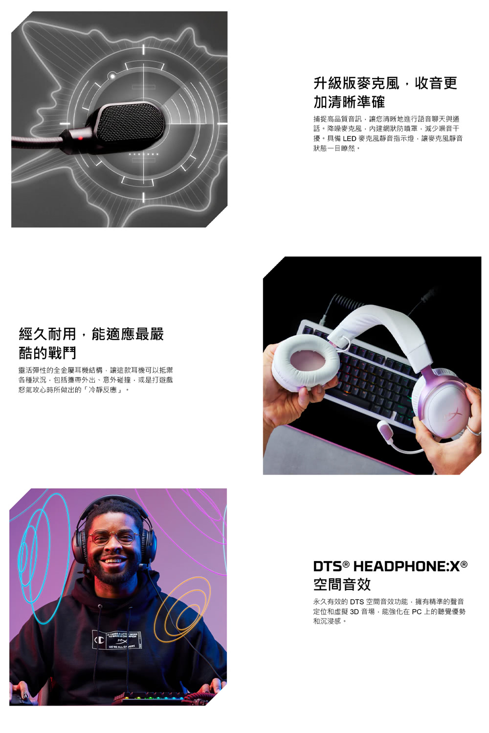 擾。具備 LED 麥克風靜音指示燈,讓麥克風靜音