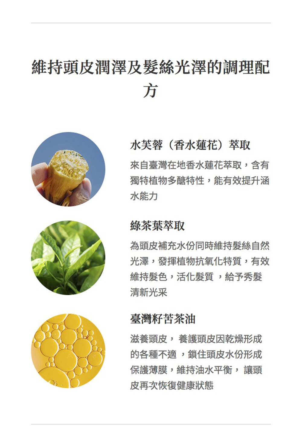 維持頭皮潤澤及髮絲光澤的調理配