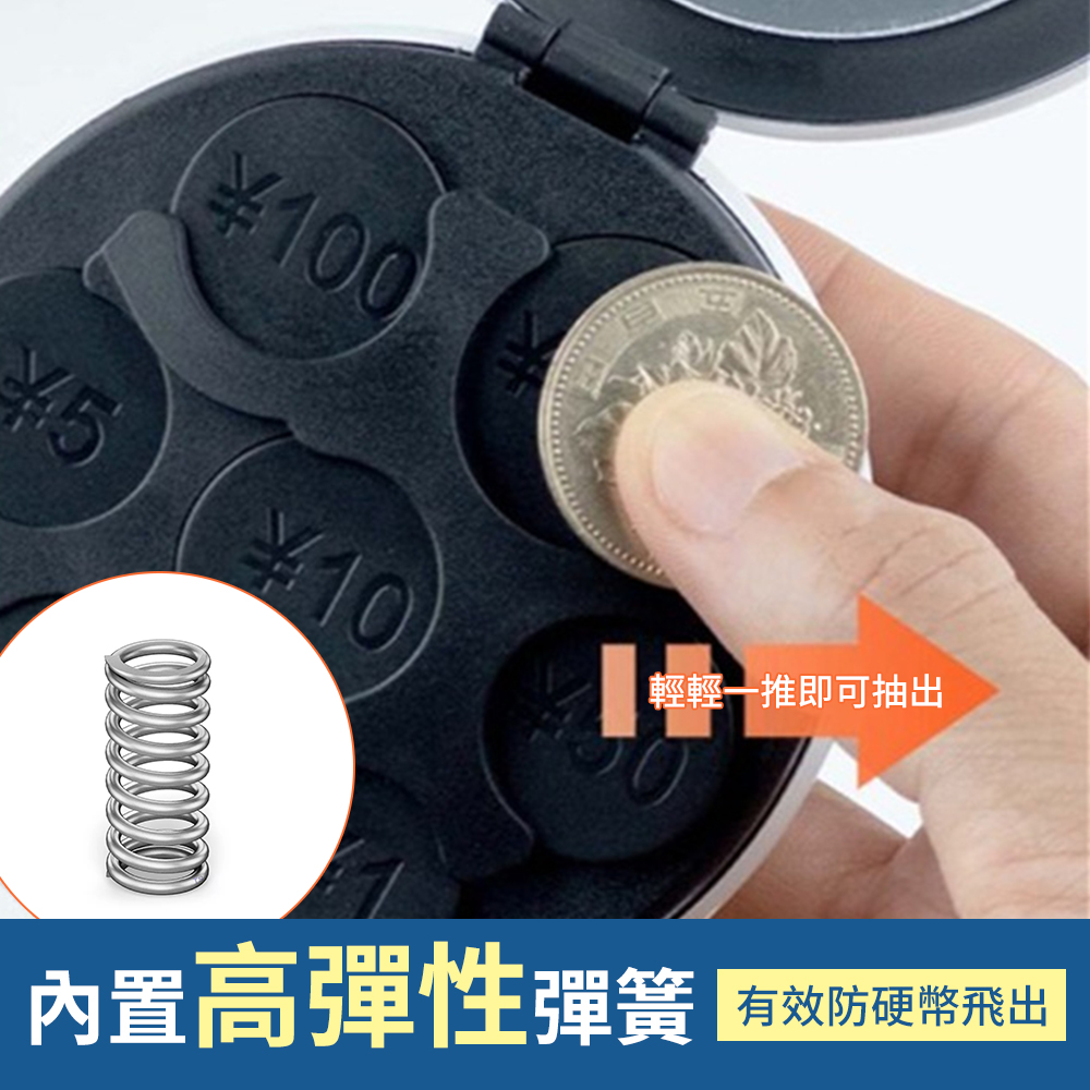 輕輕一推即可抽出 內置高彈性彈簧 有效防硬幣飛出 