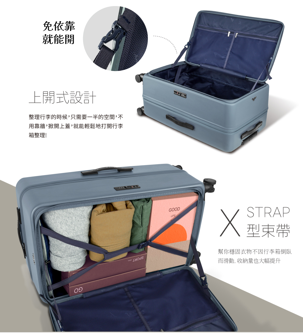 整理行李的時候,只需要一半的空間,不