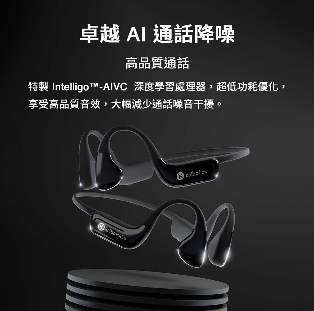 卓越AI 通話降噪 高品質通話 特製 IntelligotAIVC 深度學習處理器,超低功耗優化, 享受高品質音效,大幅減少通話噪音干擾。 
