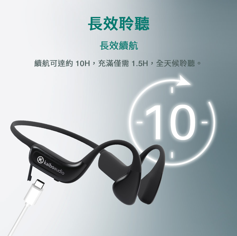 長效聆聽 長效續航 續航可達約 10H,充滿僅需1.5H,全天候聆聽。 