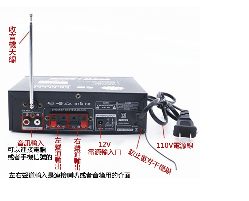 左右聲道輸入是連接喇叭或者音箱用的介面
