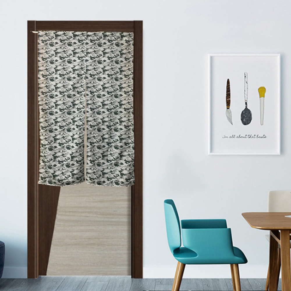 J&N 現代幾何緹花雙開式長門簾90150-綠色(-1入)評