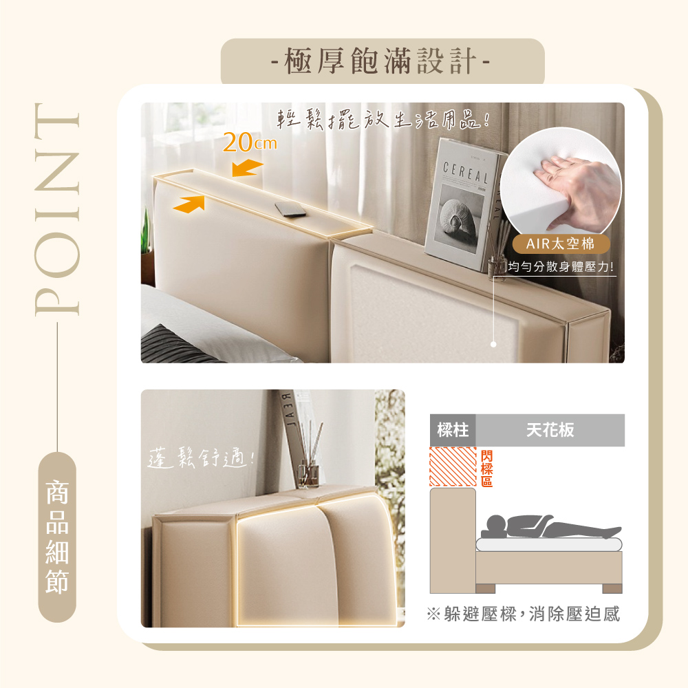 IHouse 厚Q豆腐 雙人5尺-房間兩件組/床組(貓抓皮床