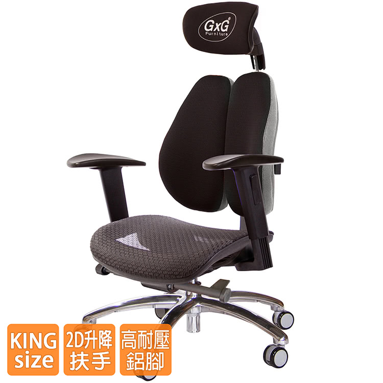 GXG 吉加吉 大網座 雙背工學椅 鋁腳/2D升降扶手(TW