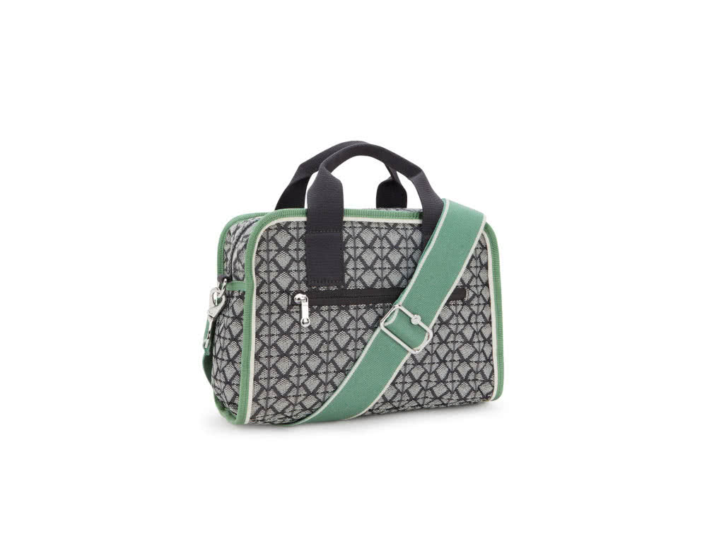 KIPLING官方旗艦館 灰色老花拼接手提肩背兩用包-ROS