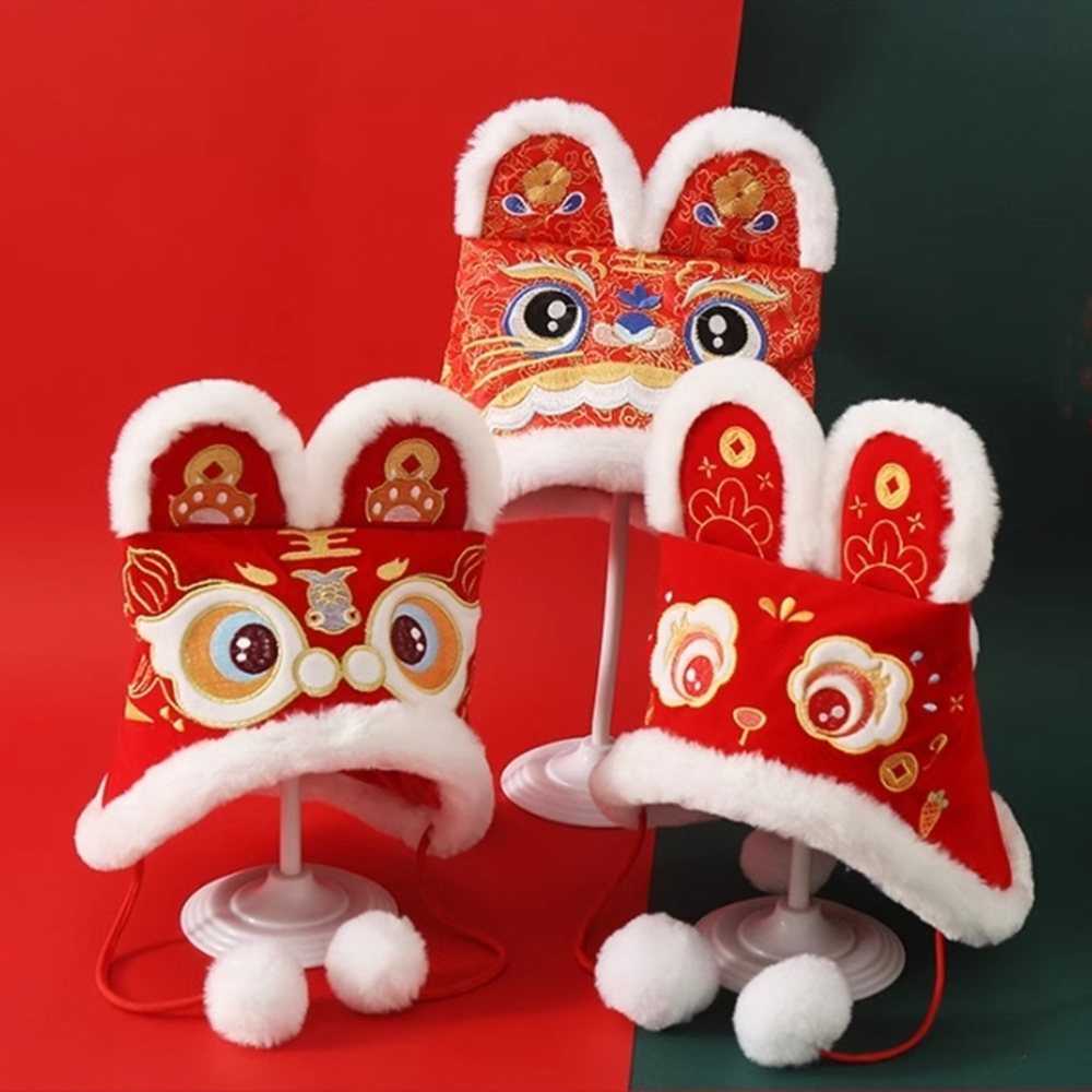 橘魔法】毛絨傳統虎頭帽(虎帽舞龍舞獅醒獅帽抓週周歲道具抓週帽帽子