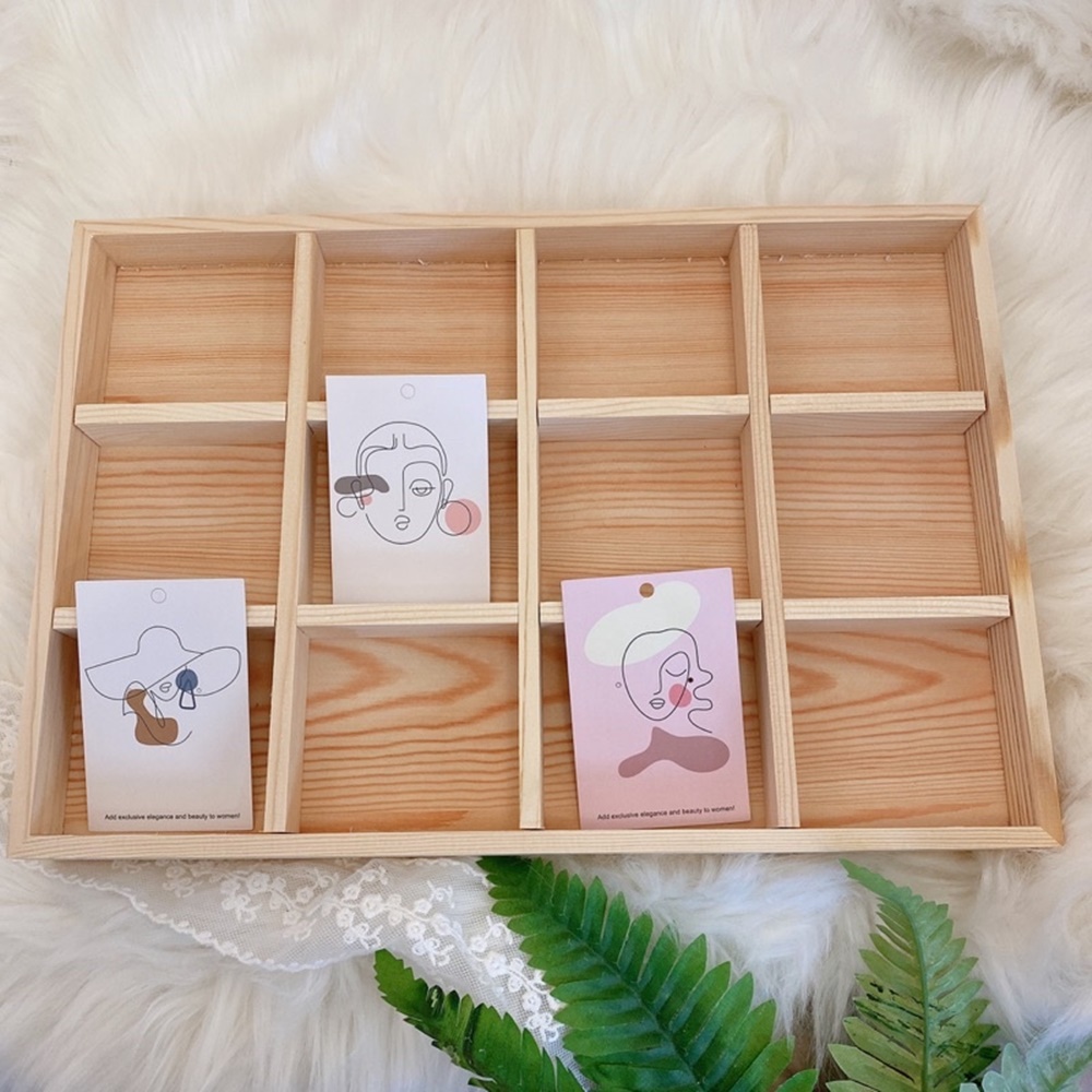 無名精選 可拆 木質展示盤-大12格(耳環收納 展示架 小卡