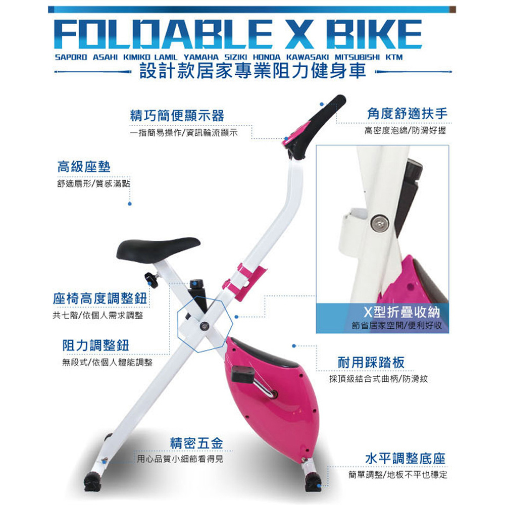 MRF 健身大師 窈窕曲線組｜窈窕X型折收健身車+平板型多功