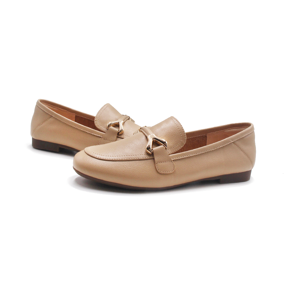 W&M 女 金YY圓頭平底樂福鞋 女鞋(卡其)好評推薦