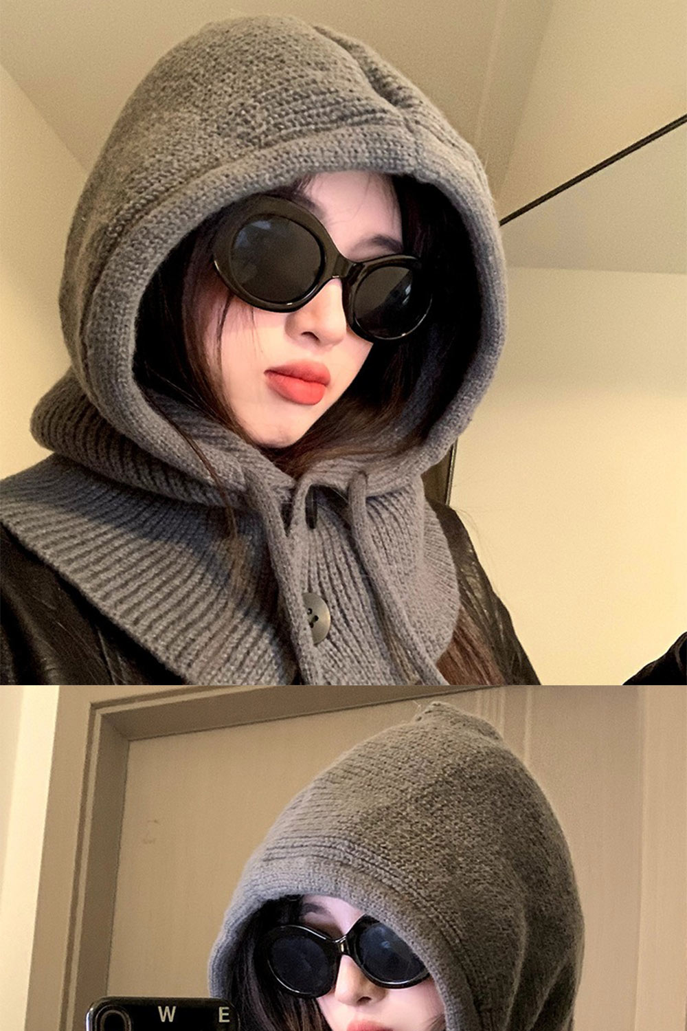 LEESA 圍脖\冷帽\帽子女\護耳帽\針織帽\包頭帽\韓版