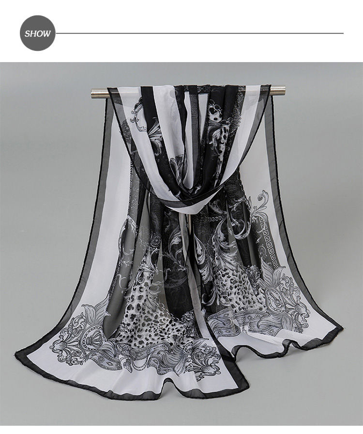 Sukie 雪紡紗圍巾 印花圍巾/歐美風復古圖騰印花50X1