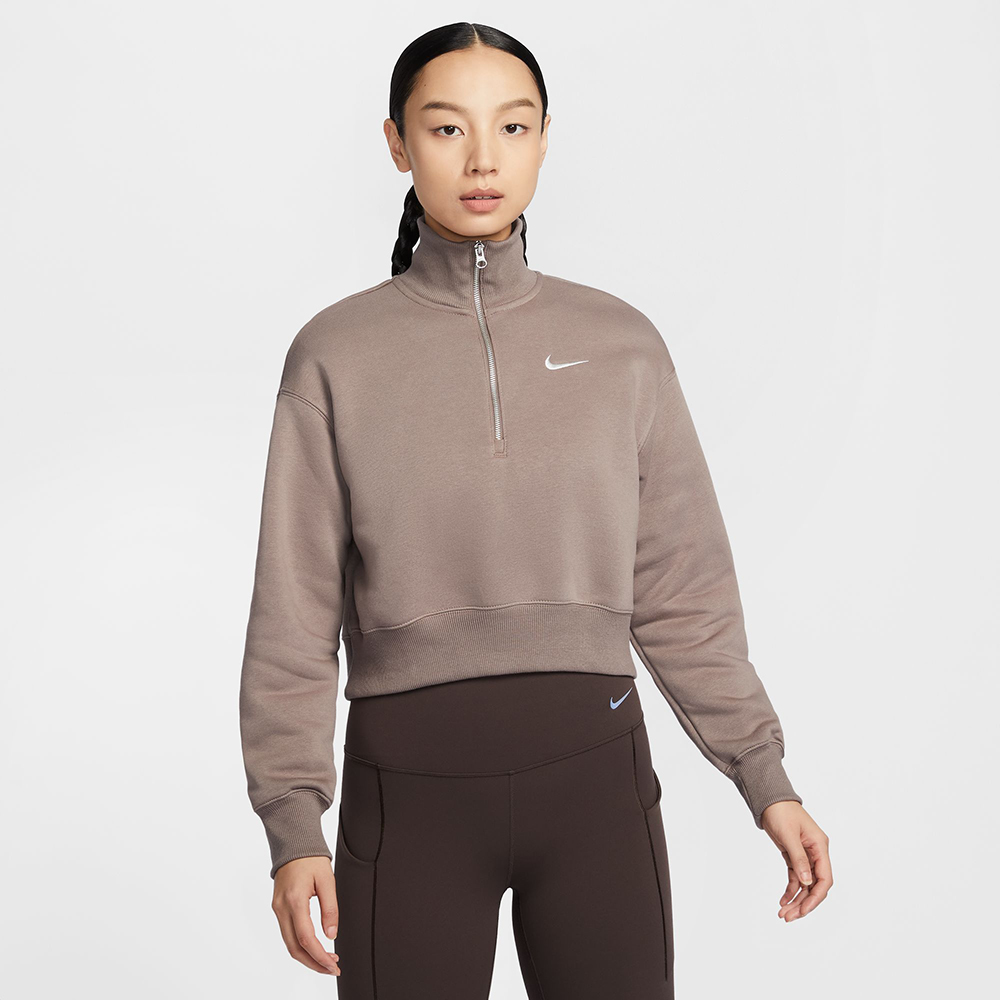 NIKE 耐吉 長袖上衣 女 短版 寬鬆版型 磨毛 AS W