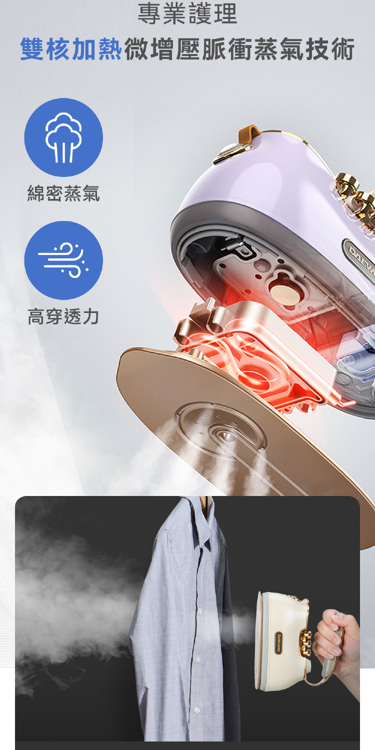 專業護理 雙核加熱微增壓脈衝蒸氣技術 綿密蒸氣 高穿透力 