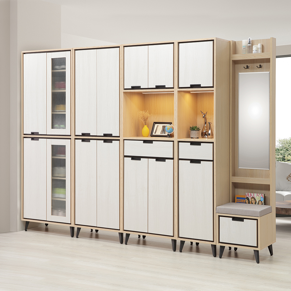 唯熙傢俱 雷莎原木雙色9尺鞋櫃(玄關櫃 鞋櫃 鞋子收納櫃 收