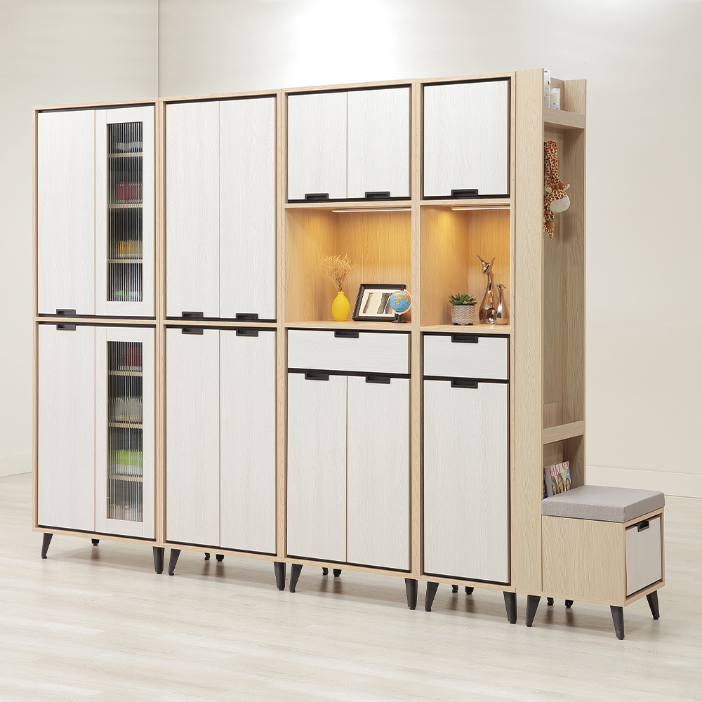 唯熙傢俱 雷莎原木雙色9尺鞋櫃(玄關櫃 鞋櫃 鞋子收納櫃 收