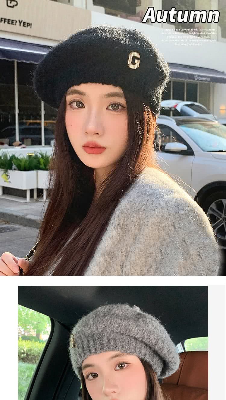 Acorn 橡果 韓系針織貝蕾帽畫家帽南瓜帽遮陽帽毛帽743