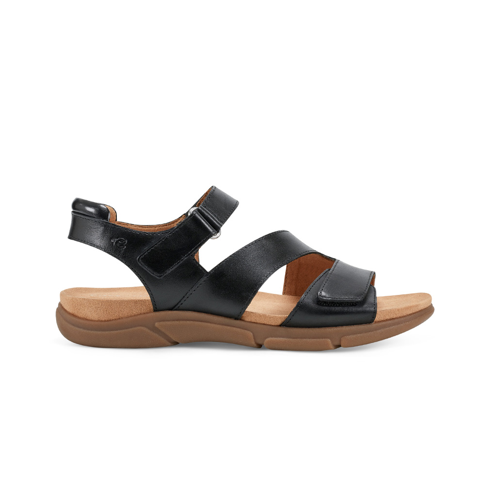 Easy Spirit MAVEY 質感真皮寬帶涼鞋(黑色)