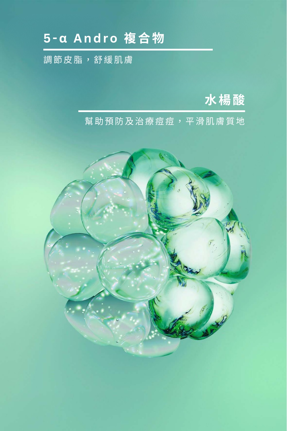 5a Andro 複合物 調節皮脂,舒緩肌膚 水楊酸 幫助預防及治療痘痘,平滑肌膚質地 