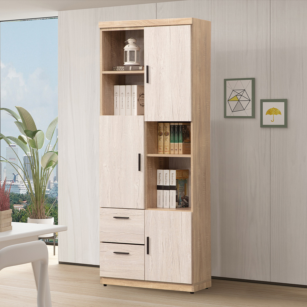 唯熙傢俱 唯樂雙色2尺書櫃(書櫃 半開放式書櫃 收納櫃 置物