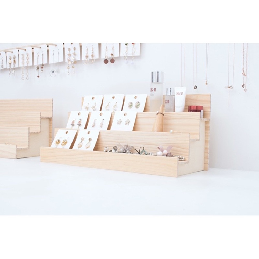 無名精選 梯形展示架-B款大號(免組裝 天然實木 置物架) 