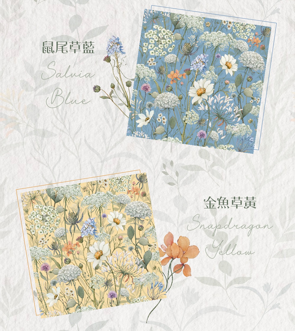 鼠尾草藍 金魚草黃 