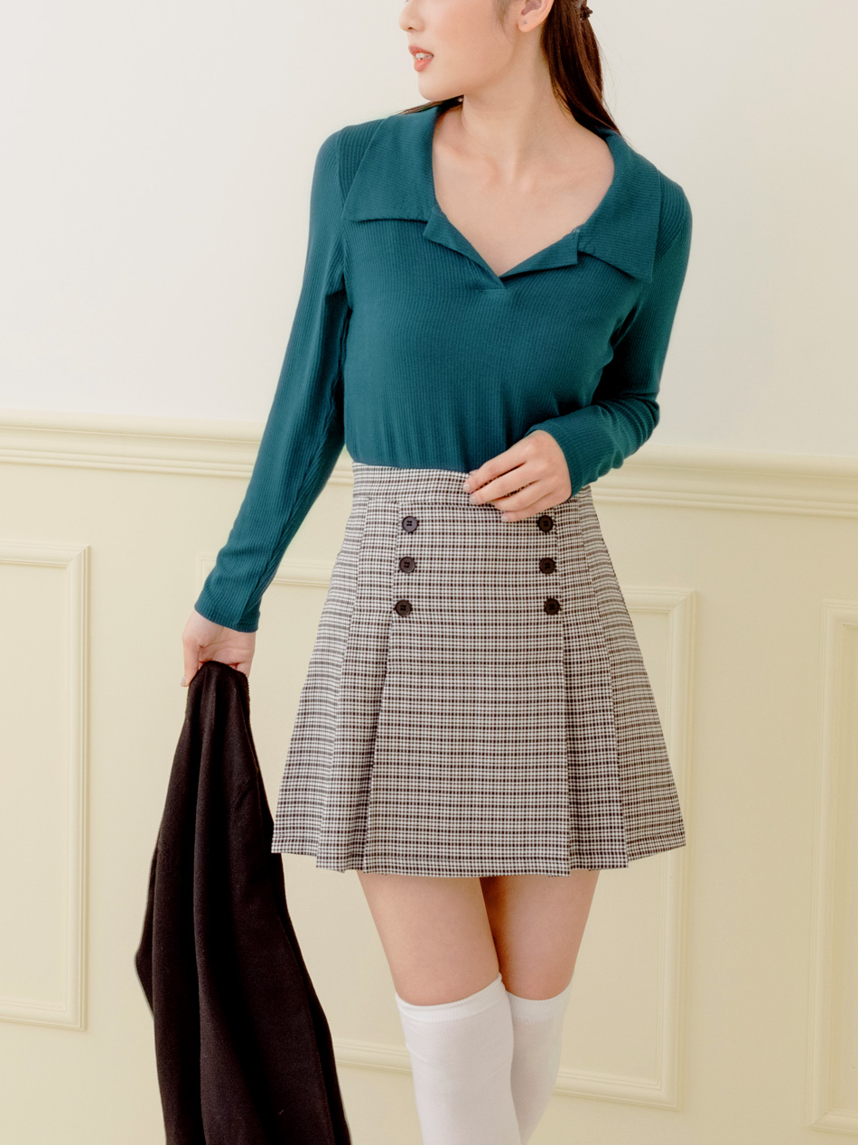 OB 嚴選 多色系翻領羅紋針織合身長袖上衣 《AB15987