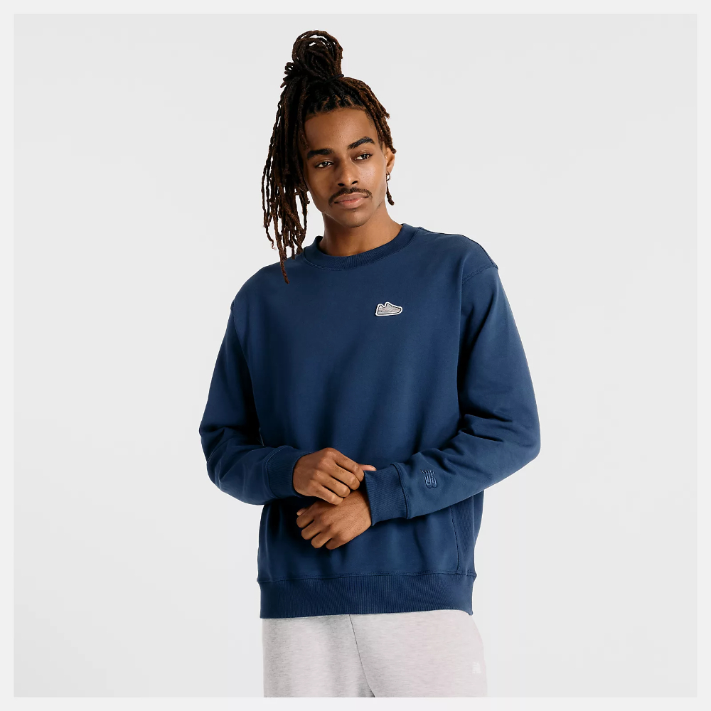 NEW BALANCE NB 長袖上衣 男 大學T 美規 藍