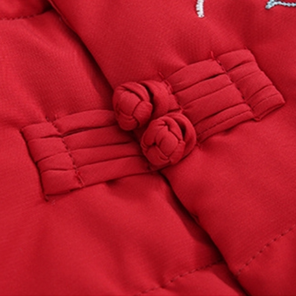 橘魔法 龍紋中國風毛毛領長袍(棉襖 拜年服 旗袍裝 中國風 