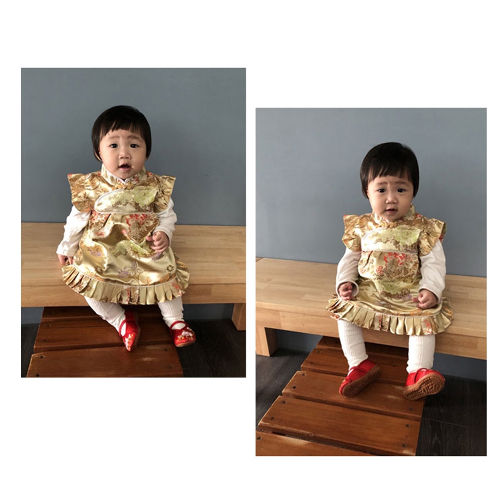 橘魔法 牡丹刺繡旗袍套裝(唐裝 旗袍裝 新年 周歲 抓週 中