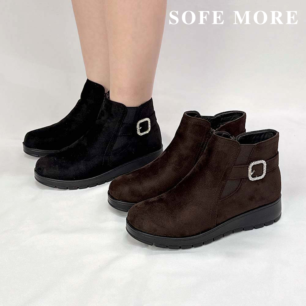 SOFE MORE 36~41碼 柔軟舒適厚底短靴 方扣時尚