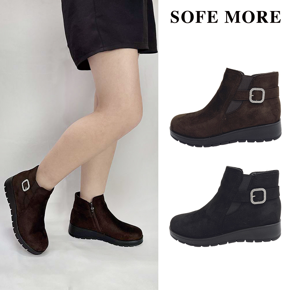 SOFE MORE 36~41碼 柔軟舒適厚底短靴 方扣時尚